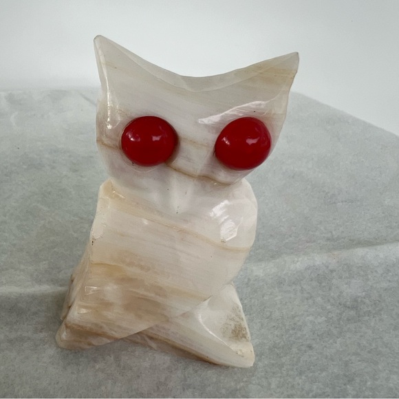 Vintage owl onyx, paperweight collectible figurine decoration Carved Marble Owl - Picture 8 of 16